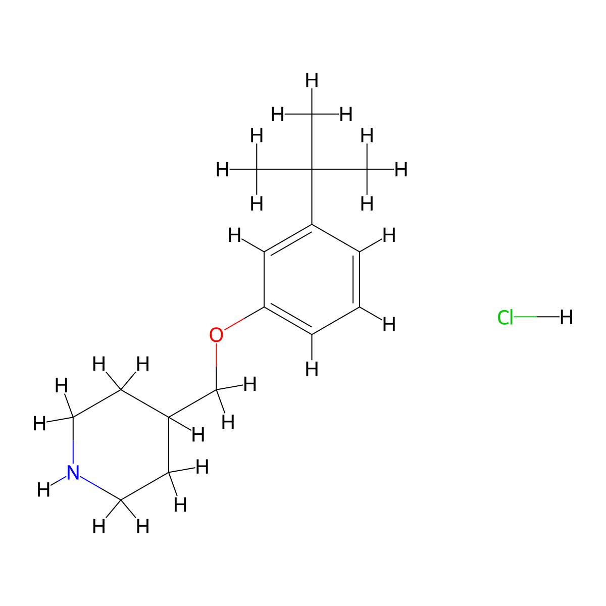 3-(tert-Butyl)phenyl 4-piperidinylmethyl ether hydrochloride molecular structure, CAS 1220033-77-1