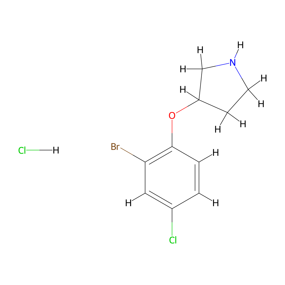 3-(2-Bromo-4-chlorophenoxy)pyrrolidine hydrochloride molecular structure, CAS 1220033-83-9