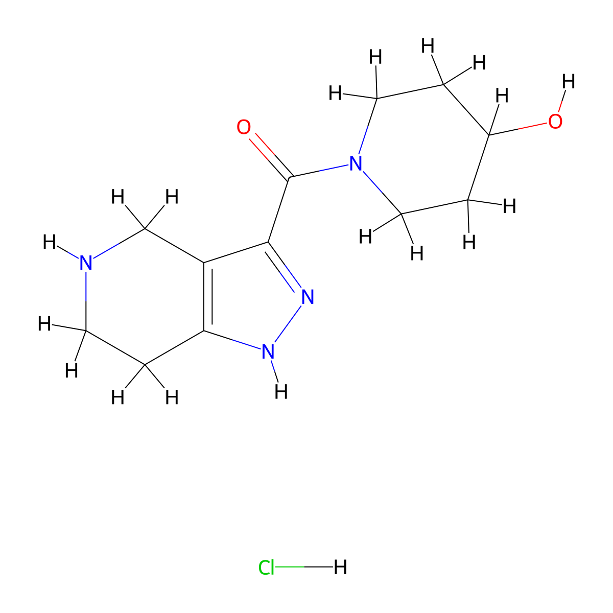 (4-Hydroxy-1-piperidinyl)(4,5,6,7-tetrahydro-1H-pyrazolo[4,3-c]pyridin-3-yl)methanone hydrochloride molecular structure, CAS 1220033-85-1