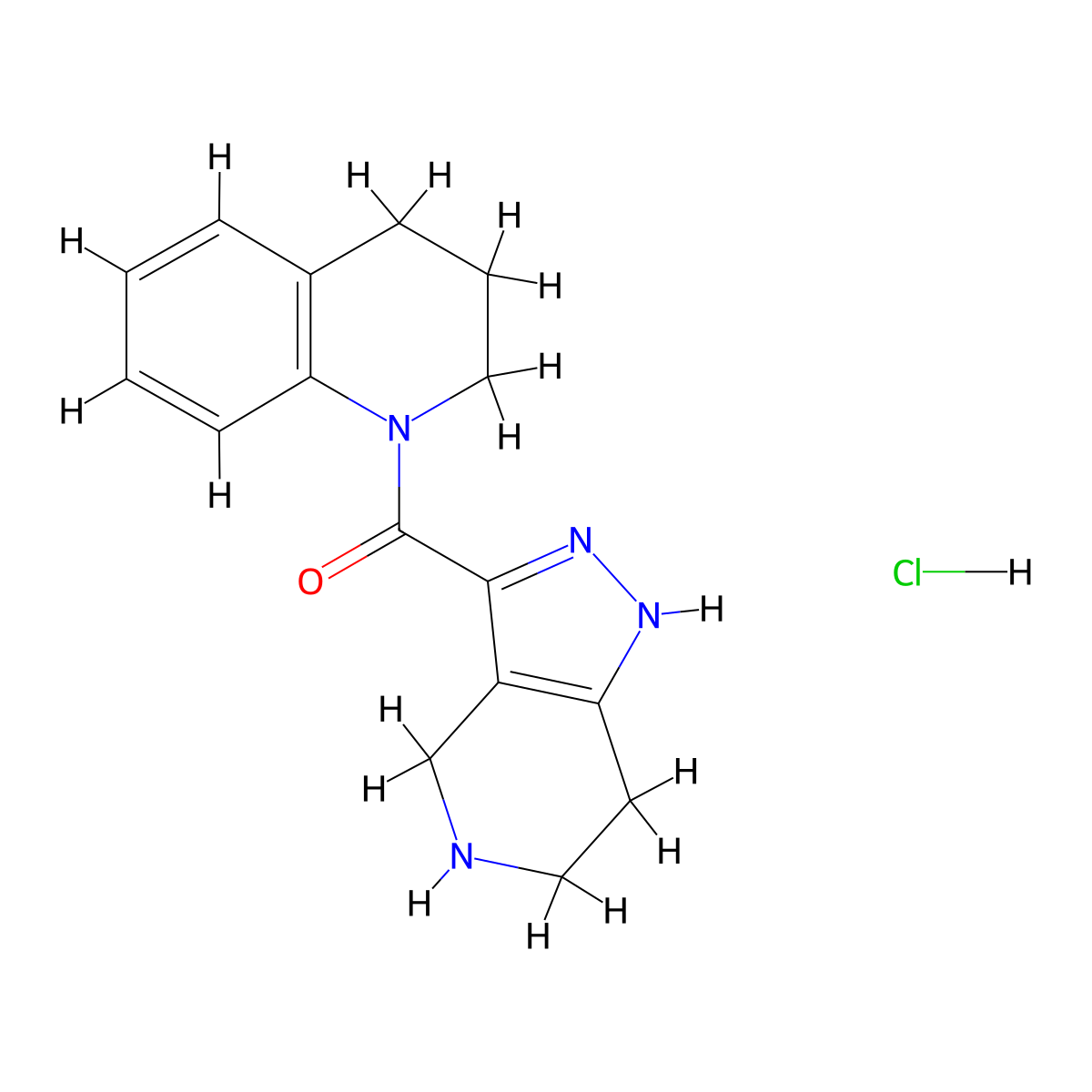 3,4-Dihydro-1(2H)-quinolinyl(4,5,6,7-tetrahydro-1H-pyrazolo[4,3-c]pyridin-3-yl)methanone HCl molecular structure, CAS 1220033-90-8