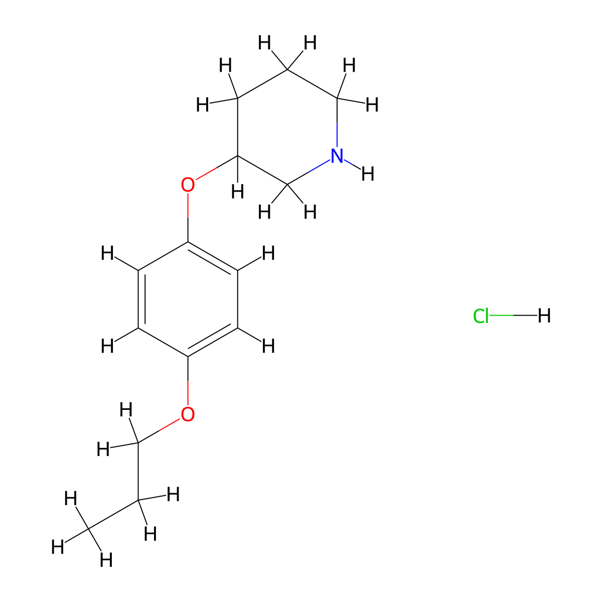 3-(4-Propoxyphenoxy)piperidine hydrochloride molecular structure, CAS 1220033-91-9