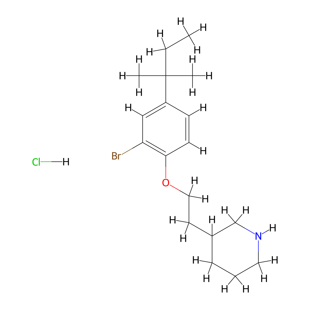 3-{2-[2-Bromo-4-(tert-pentyl)phenoxy]-ethyl}piperidine hydrochloride molecular structure, CAS 1220033-93-1