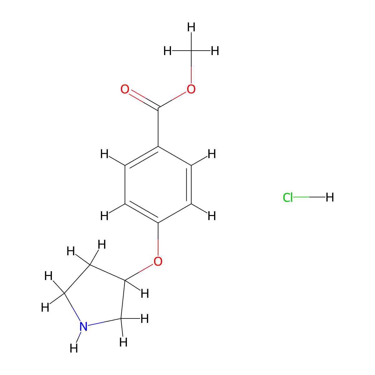 Methyl 4-(pyrrolidin-3-yloxy)benzoate hydrochloride molecular structure, CAS 1220033-95-3
