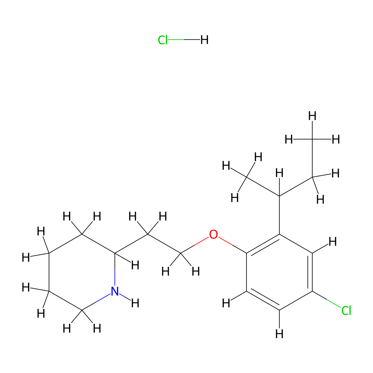 2-{2-[2-(Sec-butyl)-4-chlorophenoxy]-ethyl}piperidine hydrochloride molecular structure, CAS 1220034-02-5