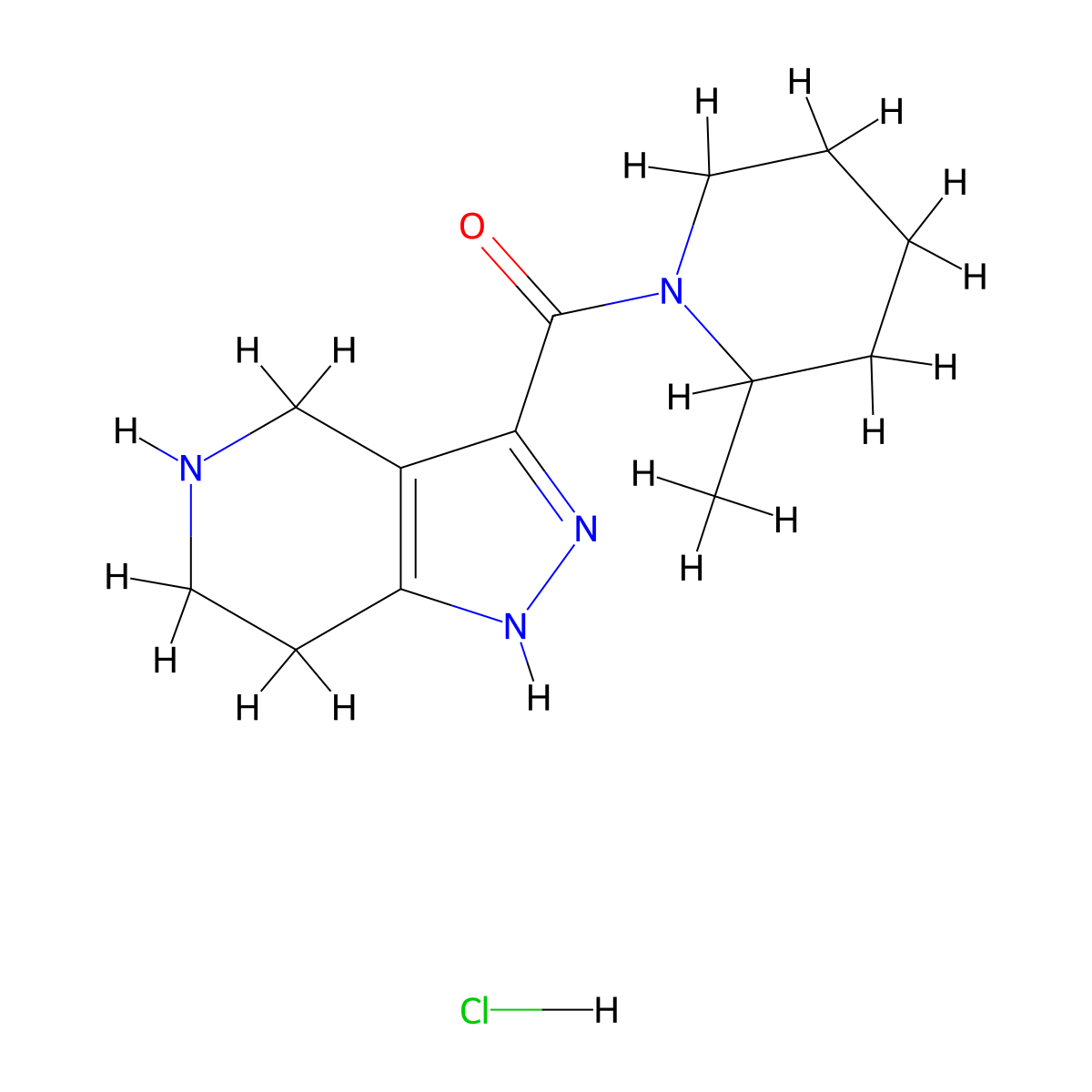 (2-Methylpiperidin-1-yl)(4,5,6,7-tetrahydro-1H-pyrazolo[4,3-c]pyridin-3-yl)methanone hydrochloride molecular structure, CAS 1220034-03-6