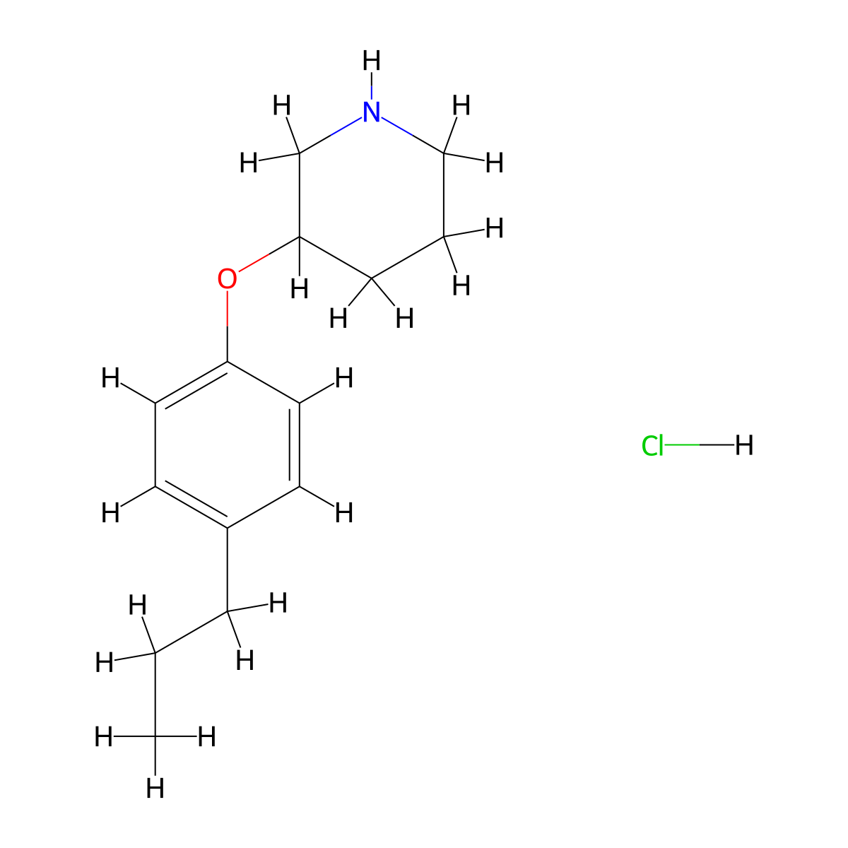 3-(4-Propylphenoxy)piperidine hydrochloride molecular structure, CAS 1220034-07-0
