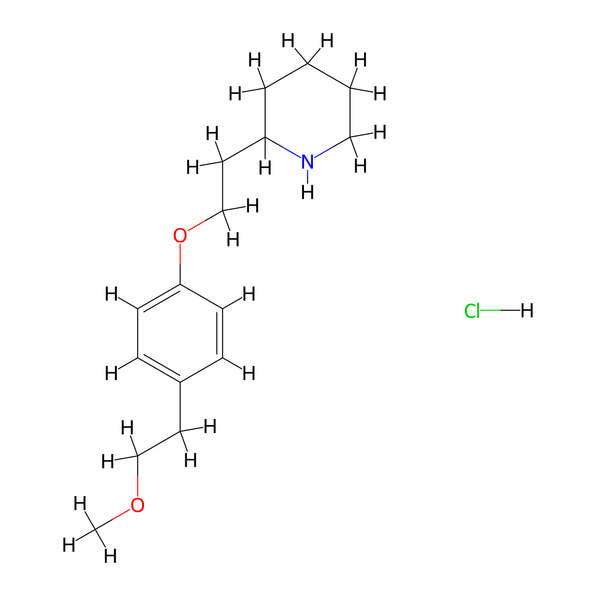 2-{2-[4-(2-Methoxyethyl)phenoxy]ethyl}piperidine hydrochloride molecular structure, CAS 1220034-11-6