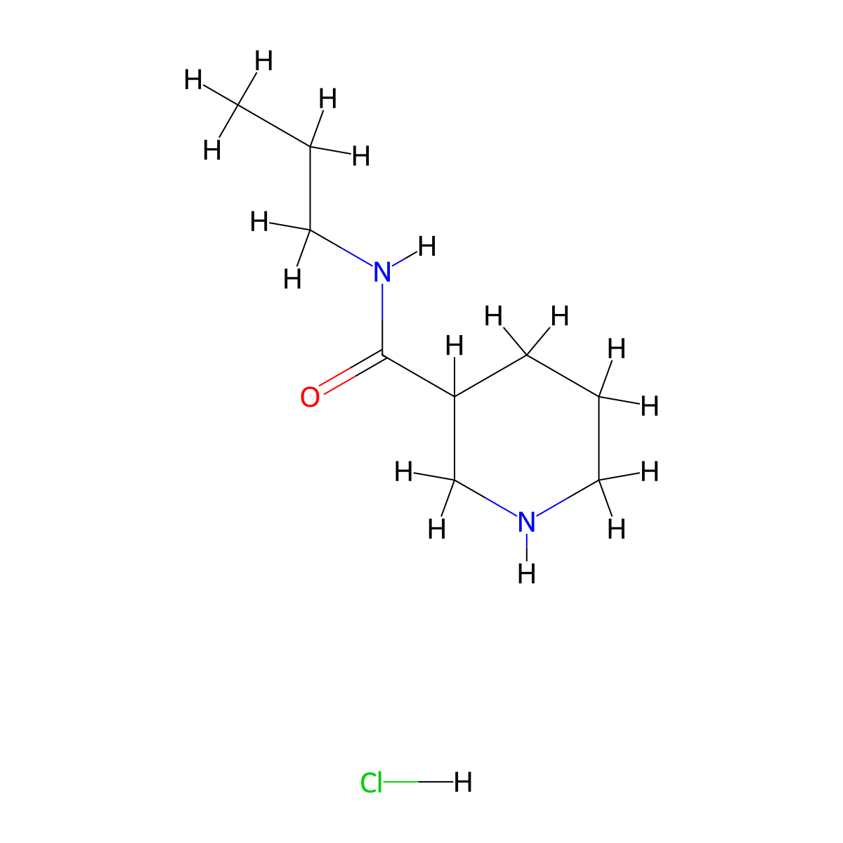 N-propylpiperidine-3-carboxamide hydrochloride molecular structure, CAS 1220034-18-3