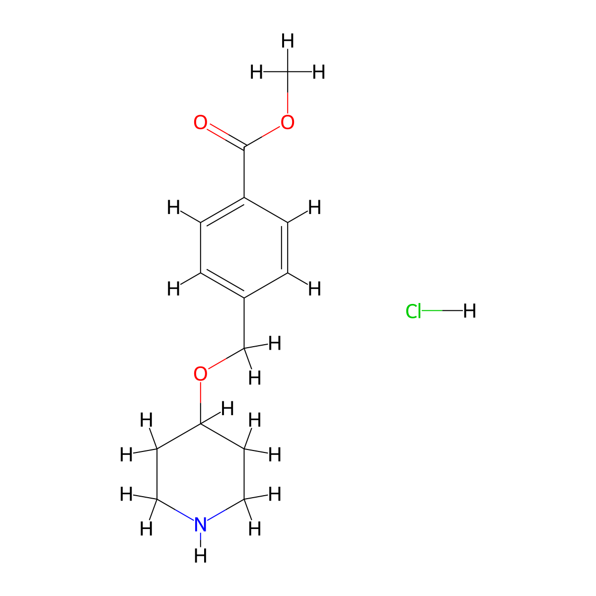 Methyl 4-[(4-piperidinyloxy)methyl]benzoate hydrochloride molecular structure, CAS 1220034-19-4