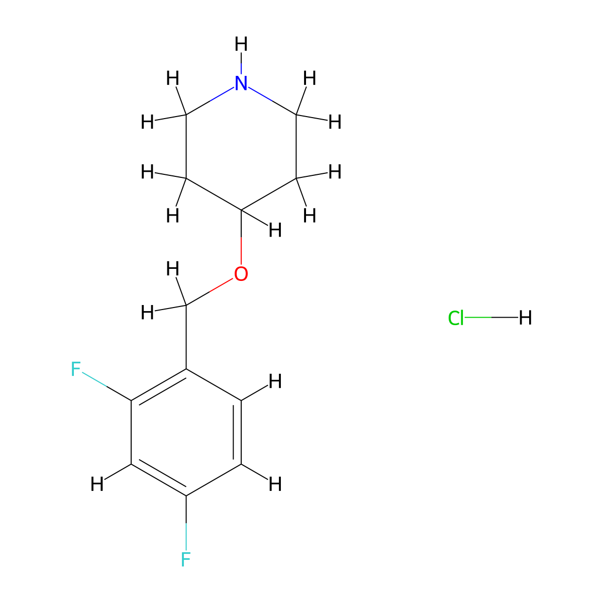 4-[(2,4-Difluorobenzyl)oxy]piperidine hydrochloride molecular structure, CAS 1220034-23-0