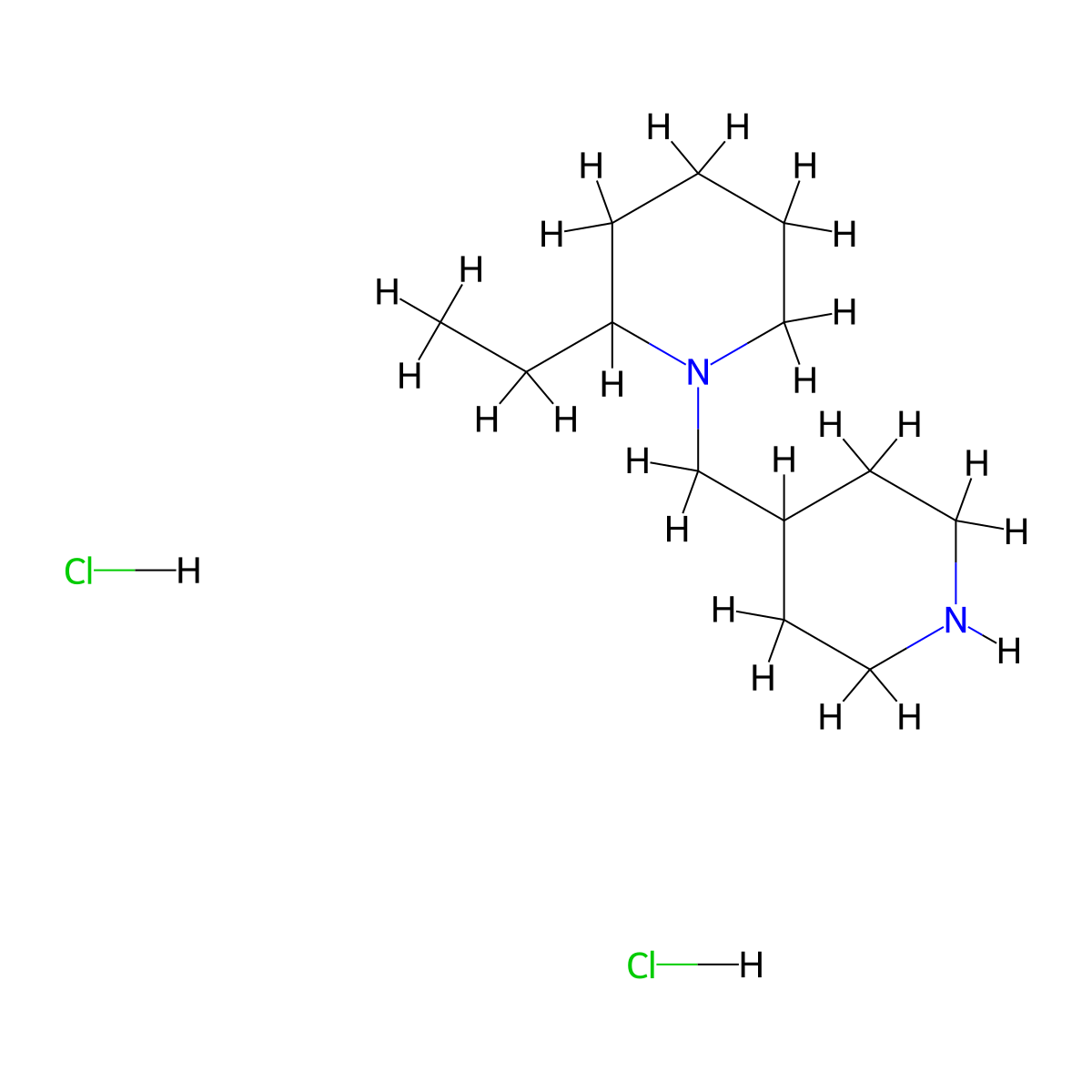 2-Ethyl-1-(4-piperidinylmethyl)piperidine dihydrochloride molecular structure, CAS 1220034-34-3