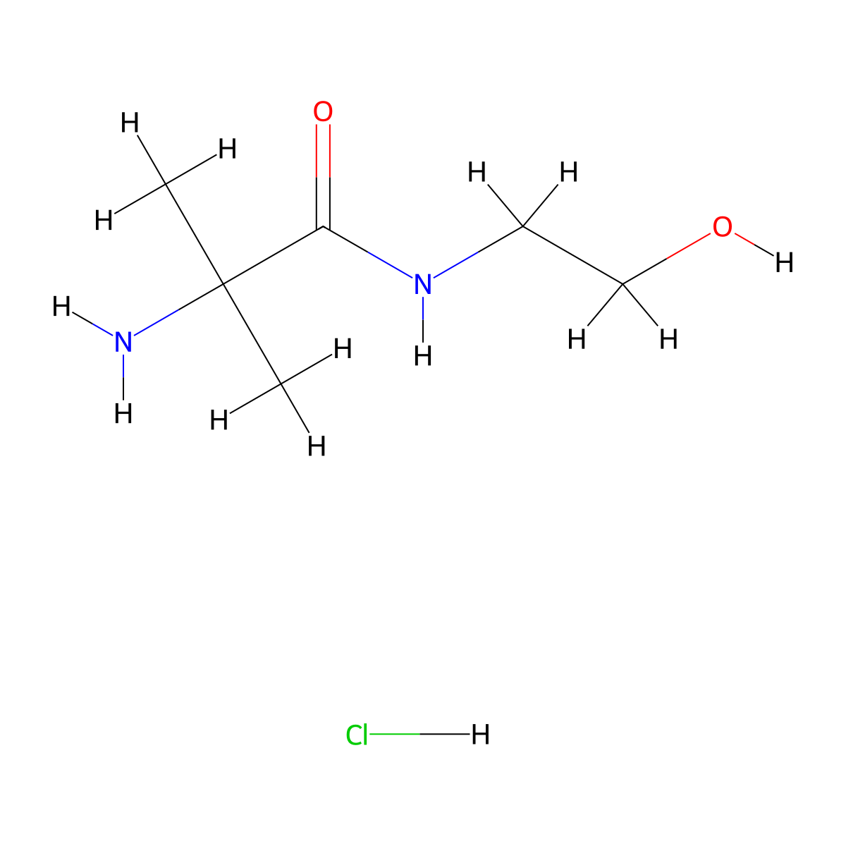 2-Amino-N-(2-hydroxyethyl)-2-methylpropanamide hydrochloride molecular structure, CAS 1220034-39-8