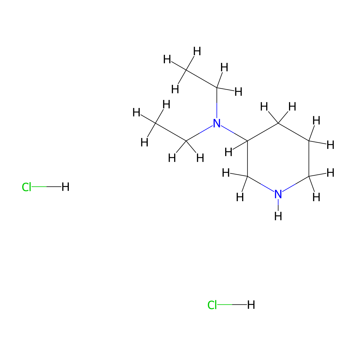 N,N-Diethyl-3-piperidinamine dihydrochloride molecular structure, CAS 1220034-40-1