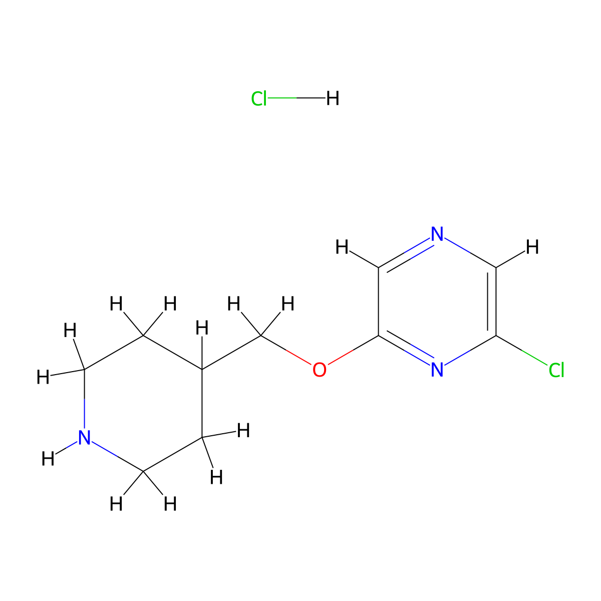 2-Chloro-6-(4-piperidinylmethoxy)pyrazine hydrochloride molecular structure, CAS 1220034-42-3