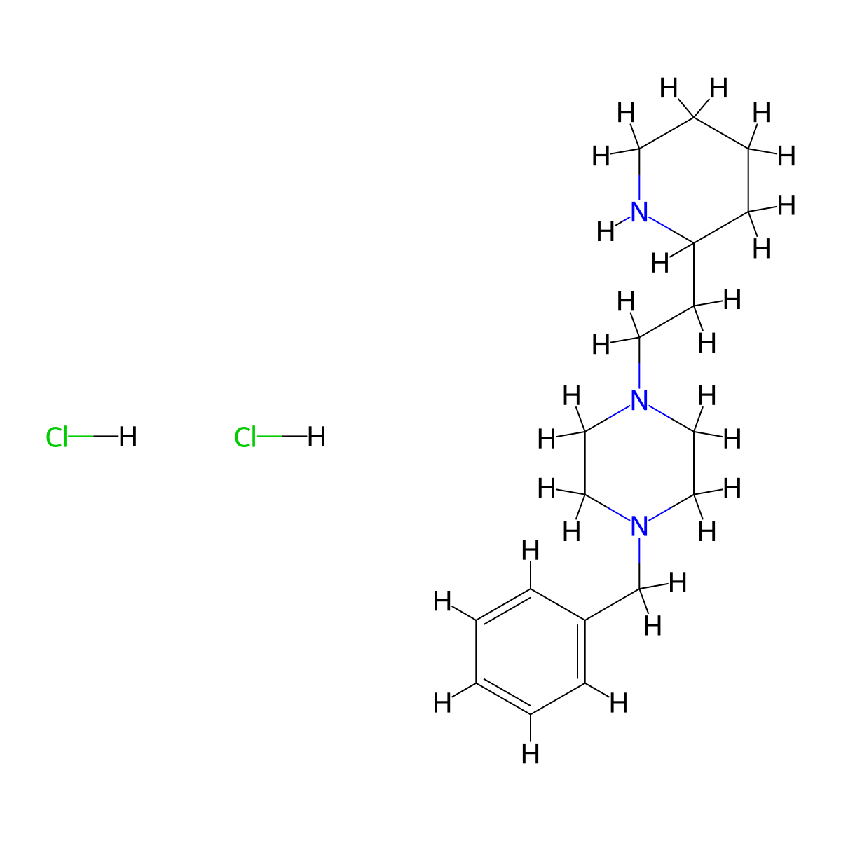 1-Benzyl-4-[2-(2-piperidinyl)ethyl]piperazine dihydrochloride molecular structure, CAS 1220034-49-0