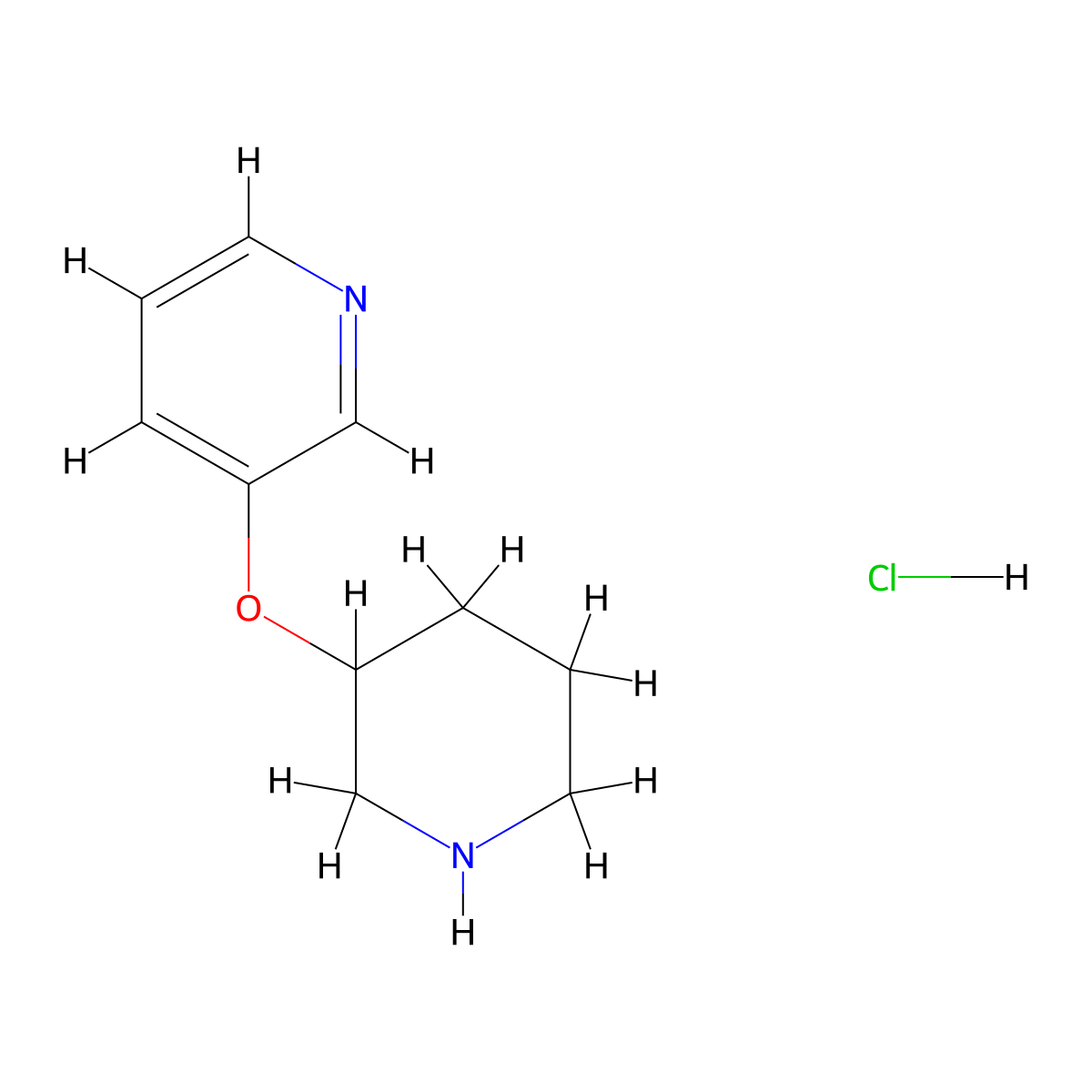3-(3-Pyridinyloxy)piperidine hydrochloride molecular structure, CAS 1220034-50-3