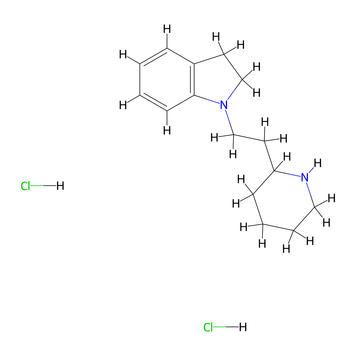 1-[2-(2-Piperidinyl)ethyl]indoline dihydrochloride molecular structure, CAS 1220034-51-4