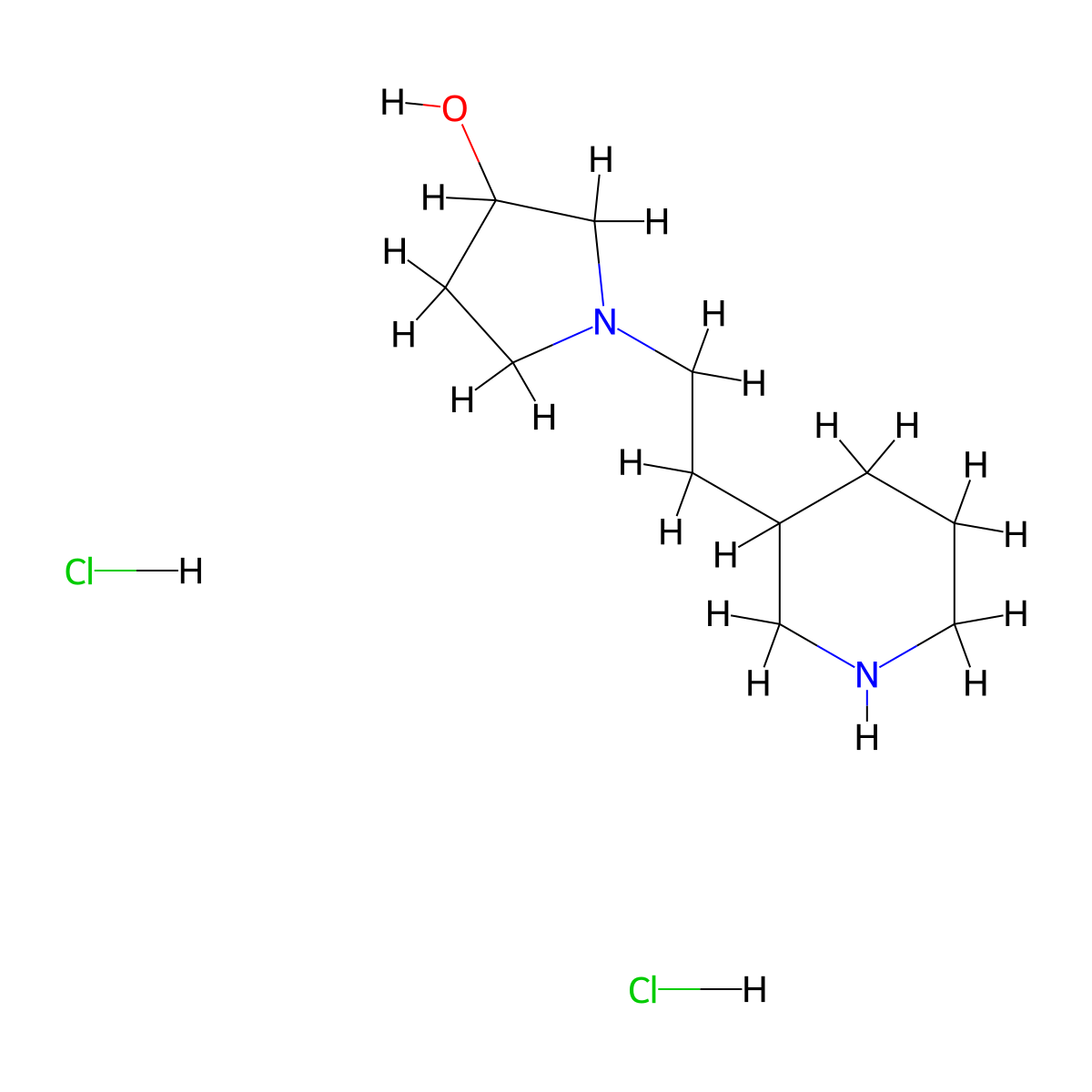 1-[2-(3-Piperidinyl)ethyl]-3-pyrrolidinol dihydrochloride molecular structure, CAS 1220034-53-6