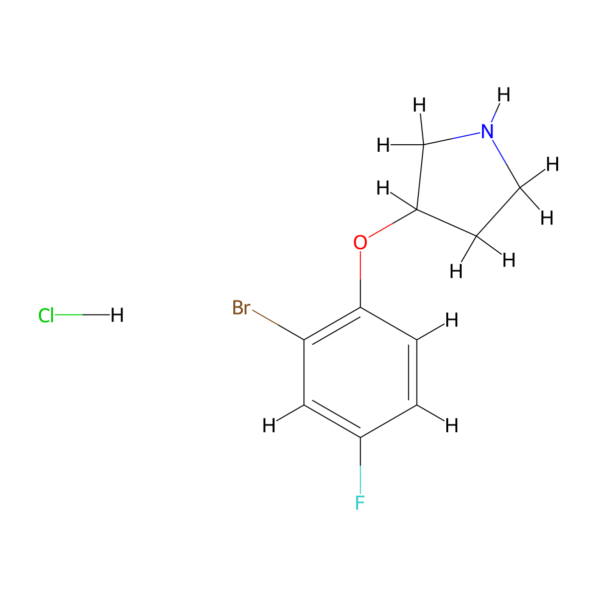 3-(2-Bromo-4-fluorophenoxy)pyrrolidine hydrochloride molecular structure, CAS 1220034-63-8