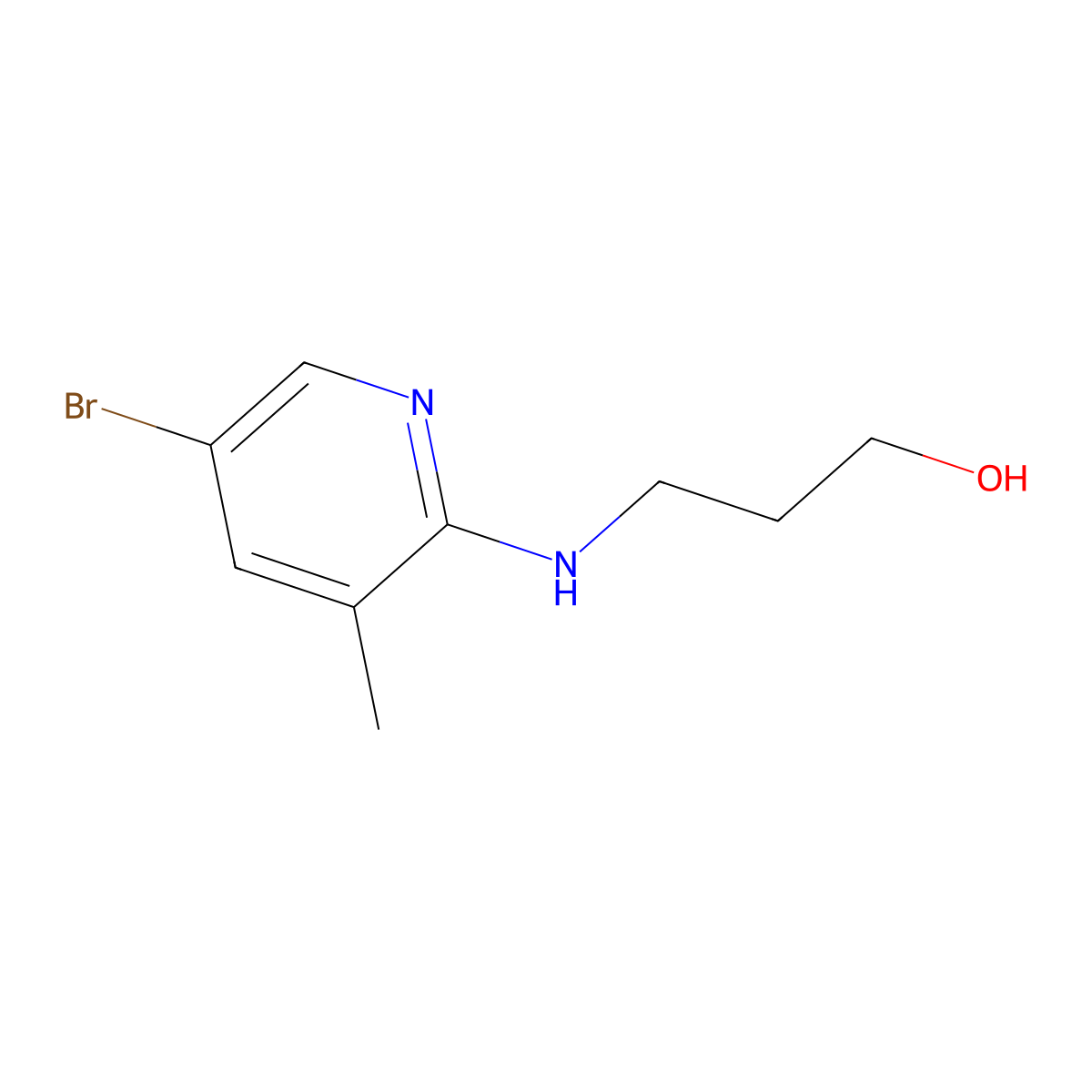 3-[(5-Bromo-3-methyl-2-pyridinyl)amino]-1-propanol molecular structure, CAS 1220034-64-9