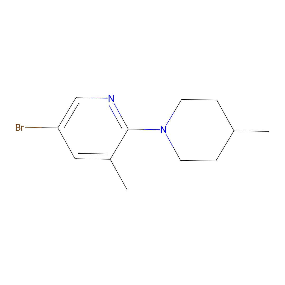 5-Bromo-3-methyl-2-(4-methylpiperidin-1-yl)pyridine molecular structure, CAS 1220034-70-7