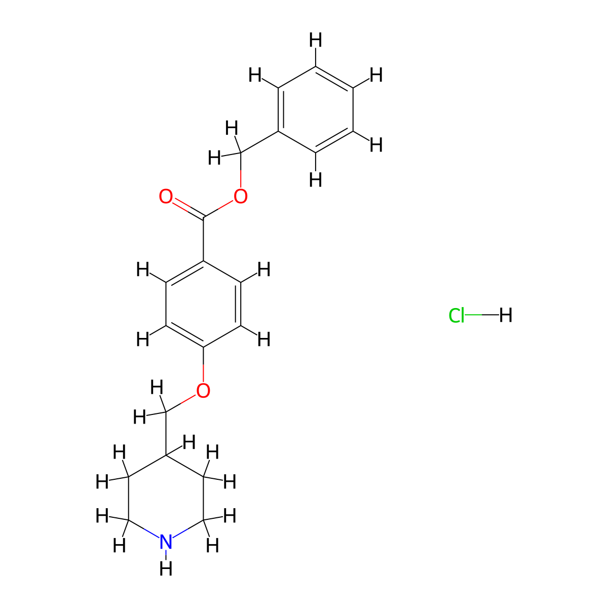 Benzyl 4-(4-piperidinylmethoxy)benzoate hydrochloride molecular structure, CAS 1220034-71-8