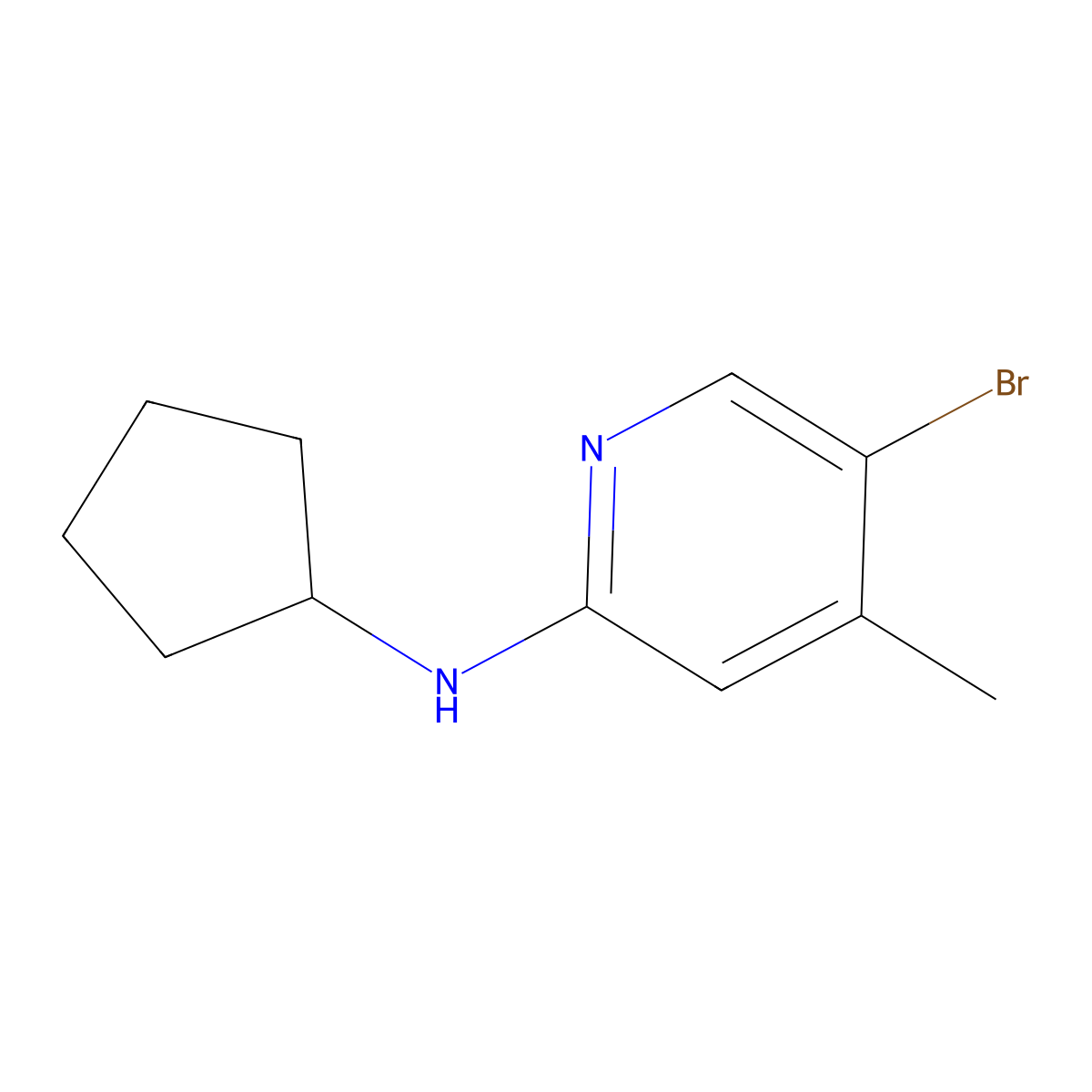 5-bromo-N-cyclopentyl-4-methylpyridin-2-amine molecular structure, CAS 1220034-72-9