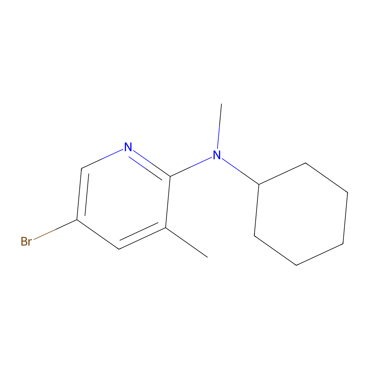 5-bromo-N-cyclohexyl-N,3-dimethylpyridin-2-amine molecular structure, CAS 1220034-74-1