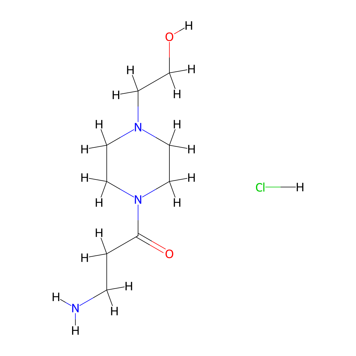 3-Amino-1-[4-(2-hydroxyethyl)-1-piperazinyl]-1-propanone hydrochloride molecular structure, CAS 1220034-79-6
