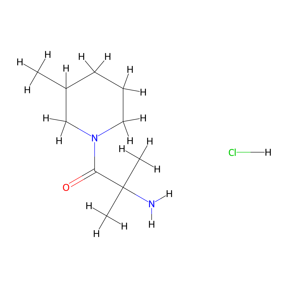 2-Amino-2-methyl-1-(3-methyl-1-piperidinyl)-1-propanone hydrochloride molecular structure, CAS 1220034-83-2