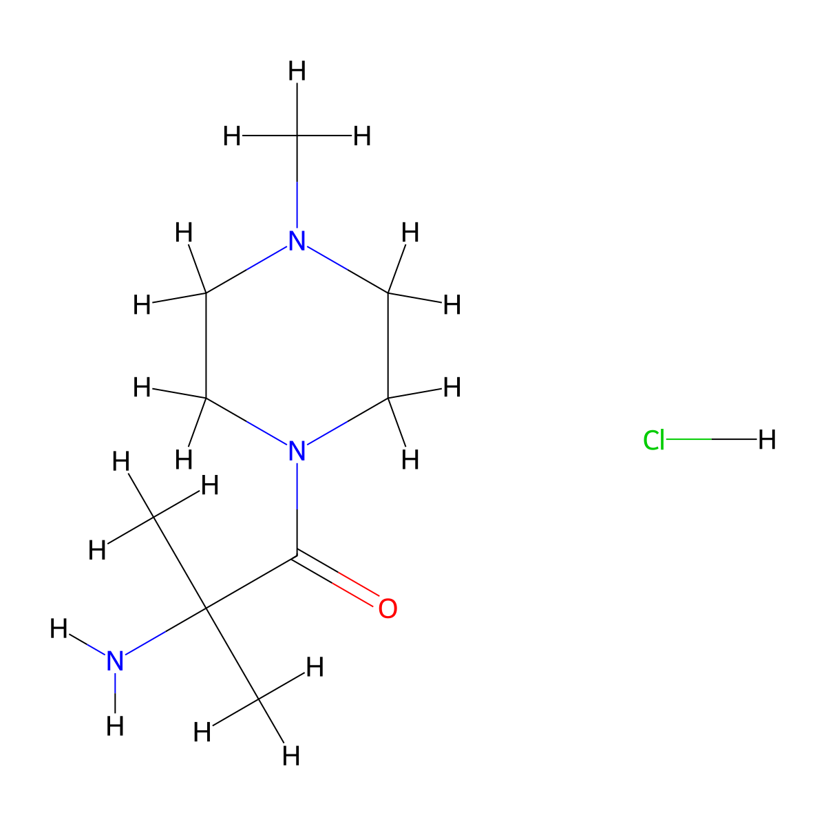 2-Amino-2-methyl-1-(4-methyl-1-piperazinyl)-1-propanone hydrochloride molecular structure, CAS 1220034-87-6
