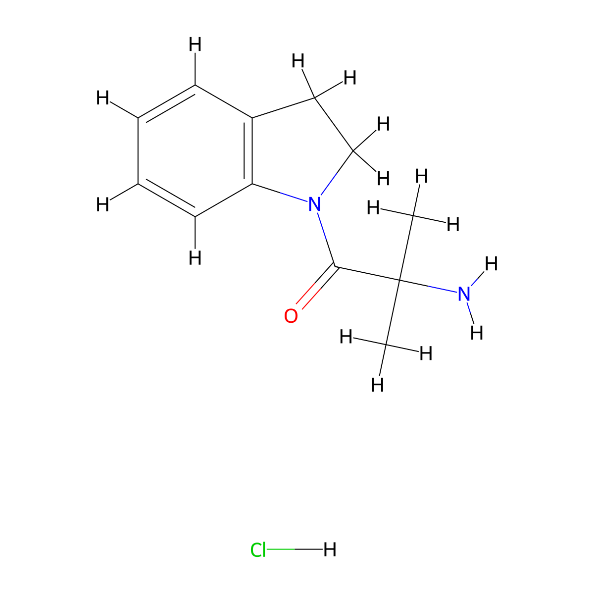 2-Amino-1-(2,3-dihydro-1H-indol-1-YL)-2-methyl-1-propanone hydrochloride molecular structure, CAS 1220034-91-2