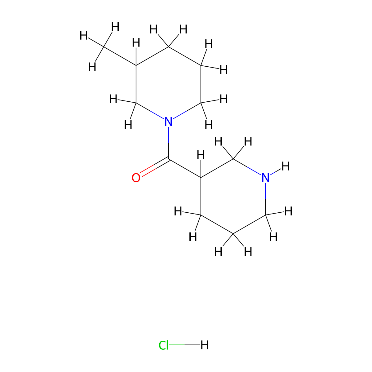 (3-Methyl-1-piperidinyl)(3-piperidinyl)methanone hydrochloride molecular structure, CAS 1220034-94-5