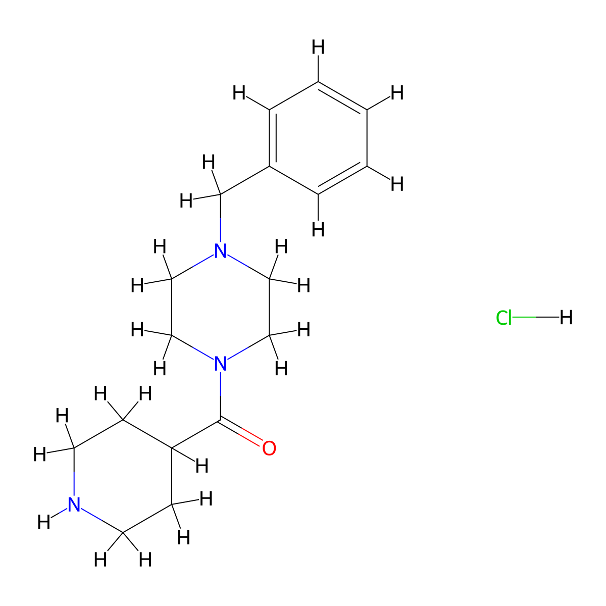 (4-Benzyl-1-piperazinyl)(4-piperidinyl)methanone hydrochloride molecular structure, CAS 1220034-97-8