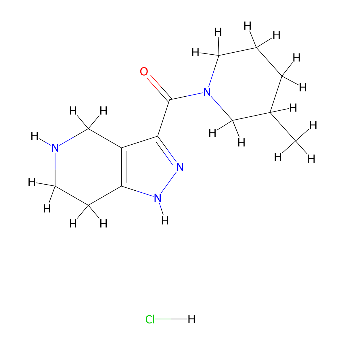(3-Methyl-1-piperidinyl)(4,5,6,7-tetrahydro-1H-pyrazolo[4,3-c]pyridin-3-yl)methanone hydrochloride molecular structure, CAS 1220035-03-9