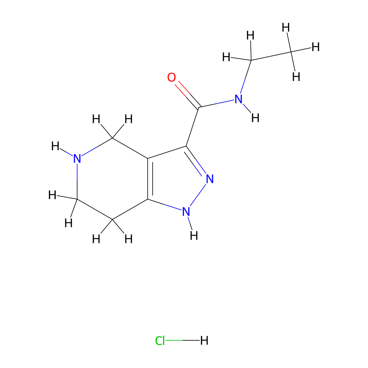 N-Ethyl-4,5,6,7-tetrahydro-1H-pyrazolo[4,3-c]pyridine-3-carboxamide hydrochloride molecular structure, CAS 1220035-04-0