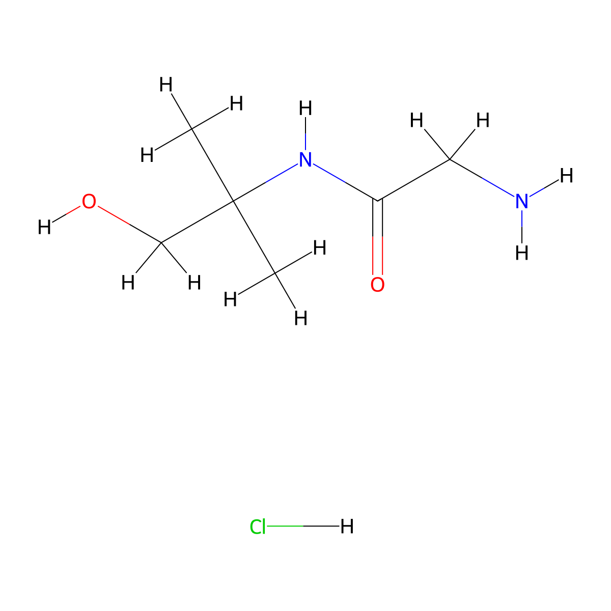 2-Amino-N-(2-hydroxy-1,1-dimethylethyl)acetamide hydrochloride molecular structure, CAS 1220035-08-4