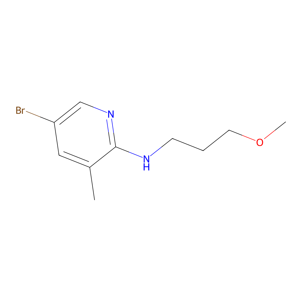 5-bromo-N-(3-methoxypropyl)-3-methylpyridin-2-amine molecular structure, CAS 1220035-09-5
