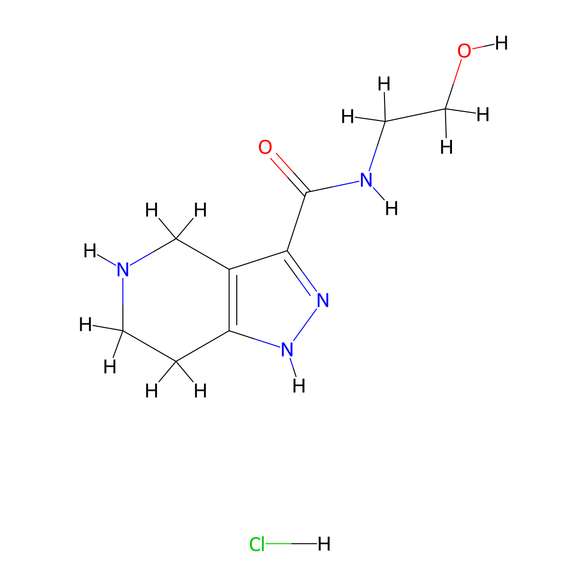 N-(2-Hydroxyethyl)-4,5,6,7-tetrahydro-1H-pyrazolo[4,3-c]pyridine-3-carboxamide hydrochloride molecular structure, CAS 1220035-11-9