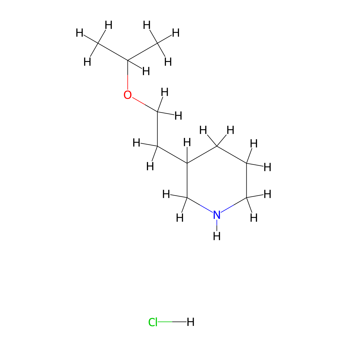 3-(2-Isopropoxyethyl)piperidine hydrochloride molecular structure, CAS 1220035-18-6