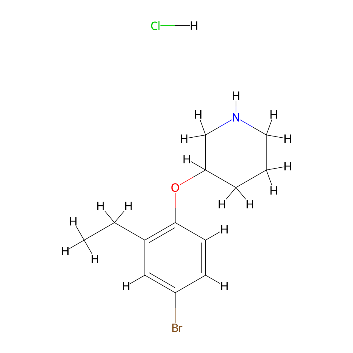 3-(4-Bromo-2-ethylphenoxy)piperidine hydrochloride molecular structure, CAS 1220035-19-7