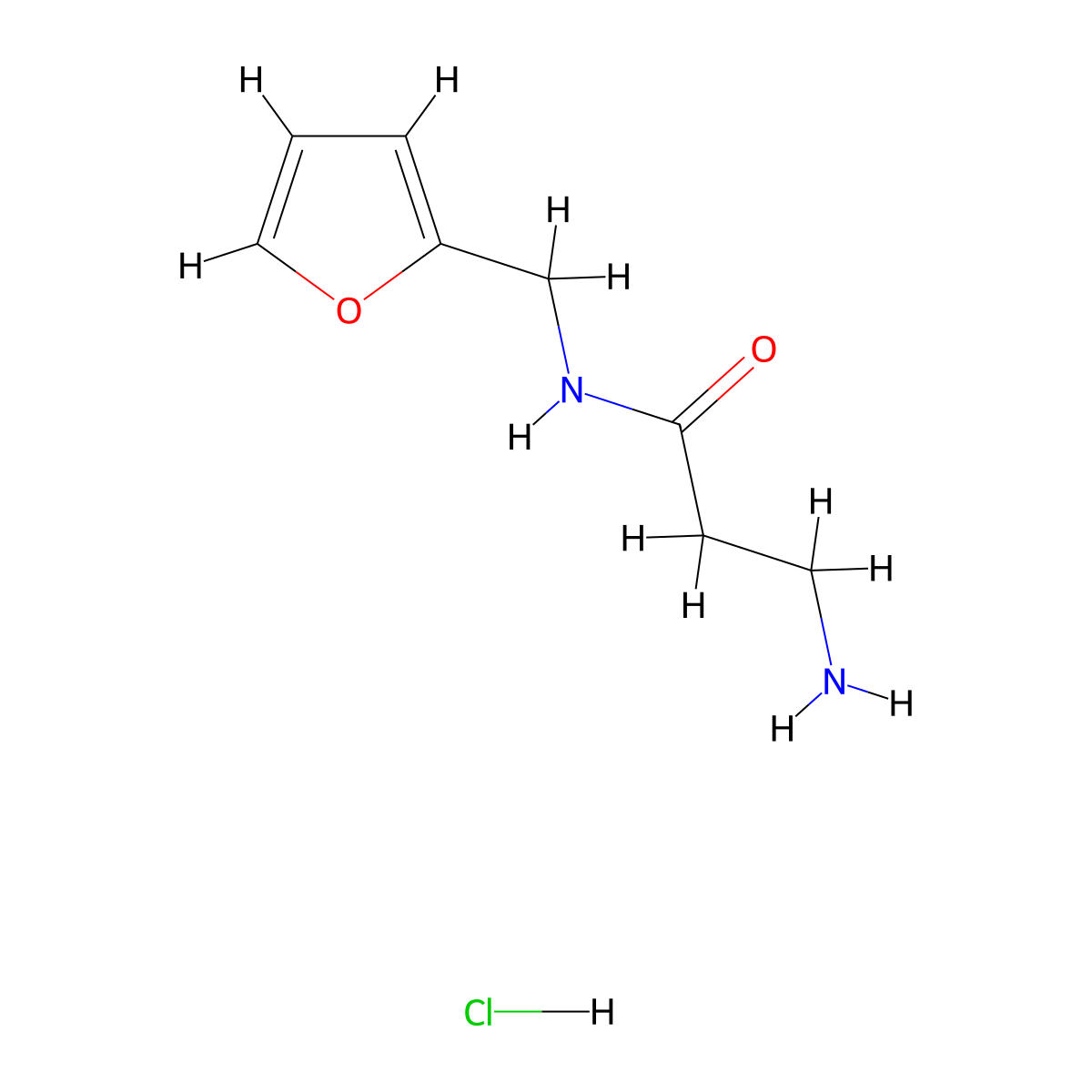 3-Amino-N-(2-furylmethyl)propanamide hydrochloride molecular structure, CAS 1220035-20-0