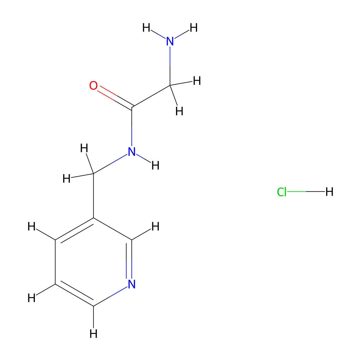 2-Amino-N-(3-pyridinylmethyl)acetamide hydrochloride molecular structure, CAS 1220035-35-7