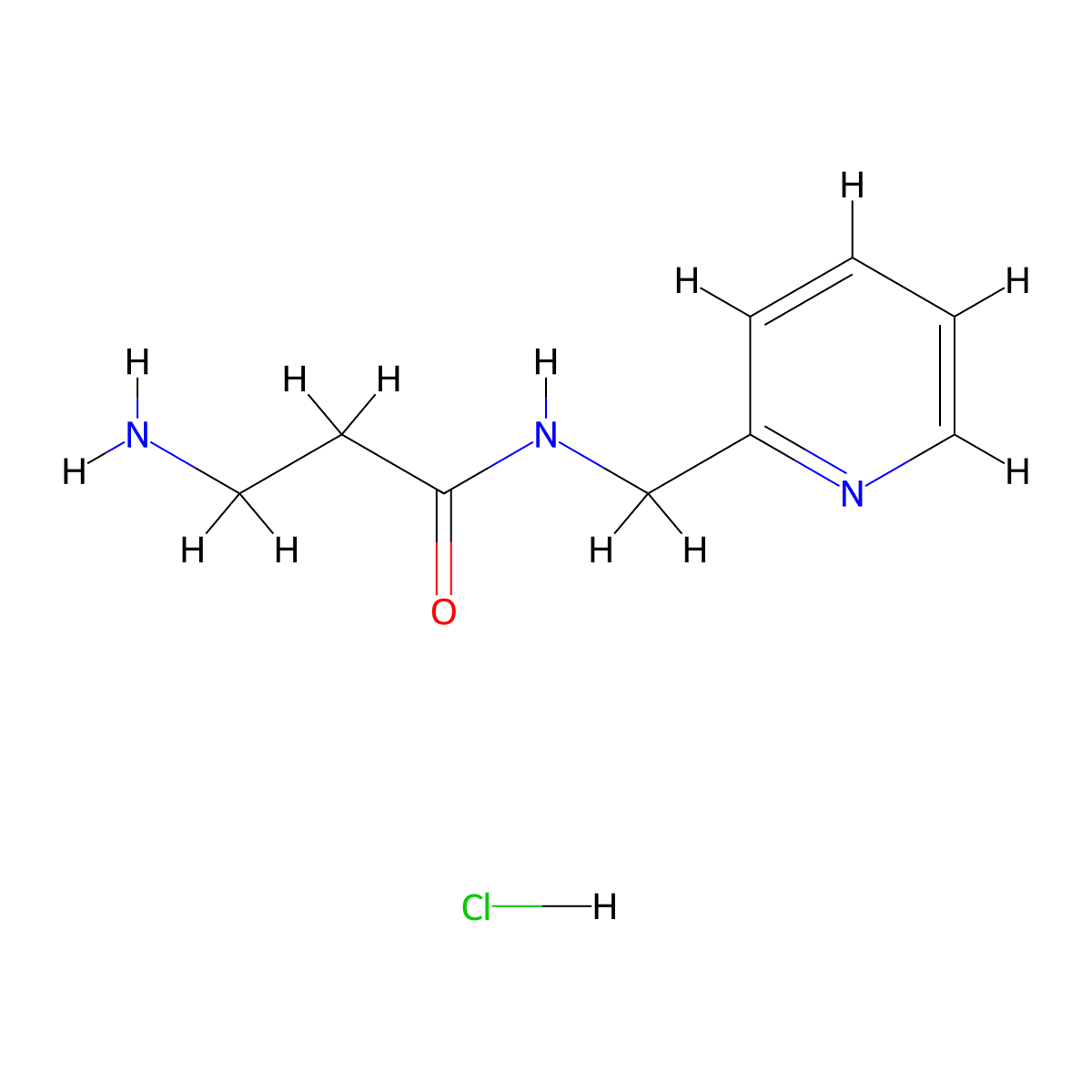 3-Amino-N-(2-pyridinylmethyl)propanamide hydrochloride molecular structure, CAS 1220035-39-1