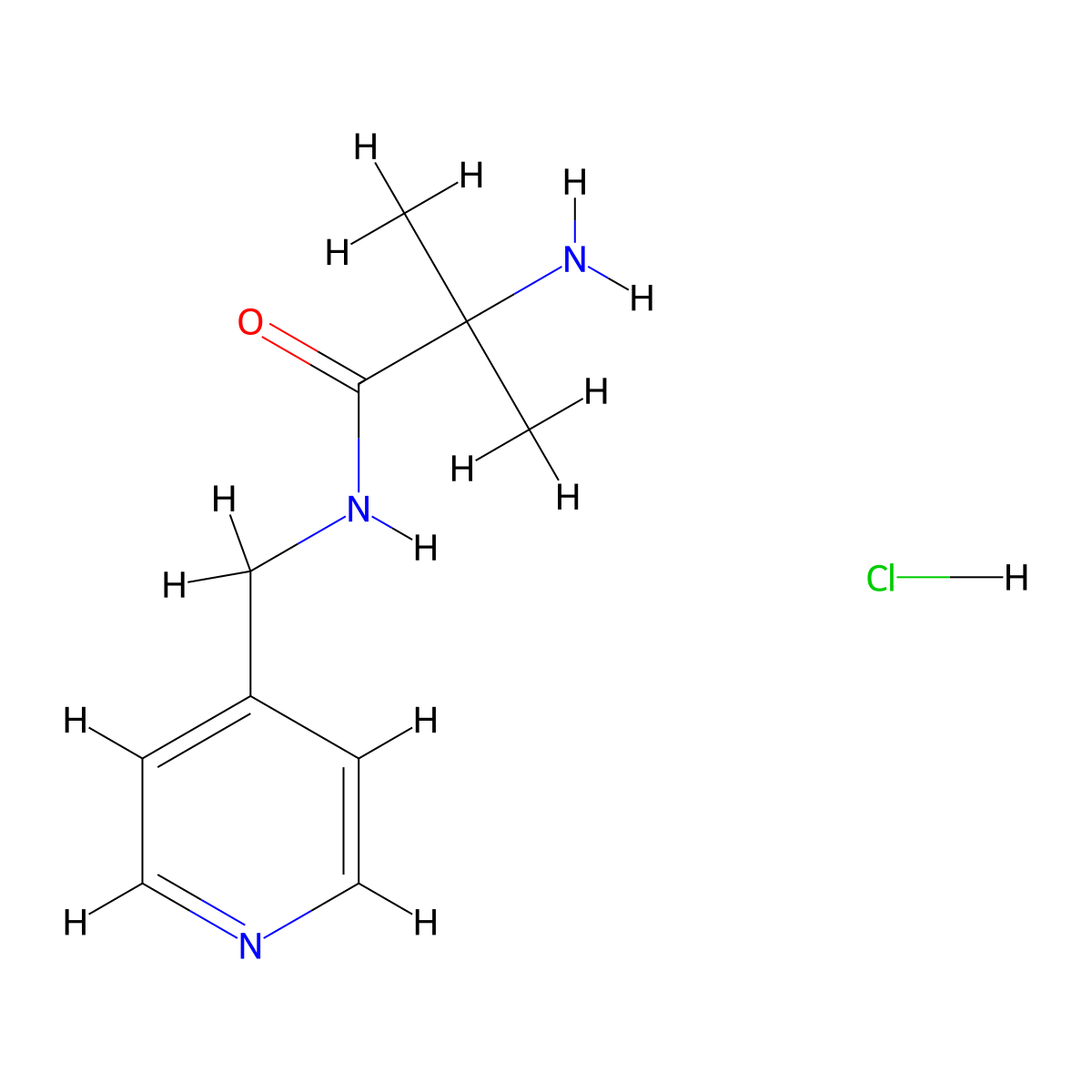 2-Amino-2-methyl-N-(4-pyridinylmethyl)propanamide hydrochloride molecular structure, CAS 1220035-42-6