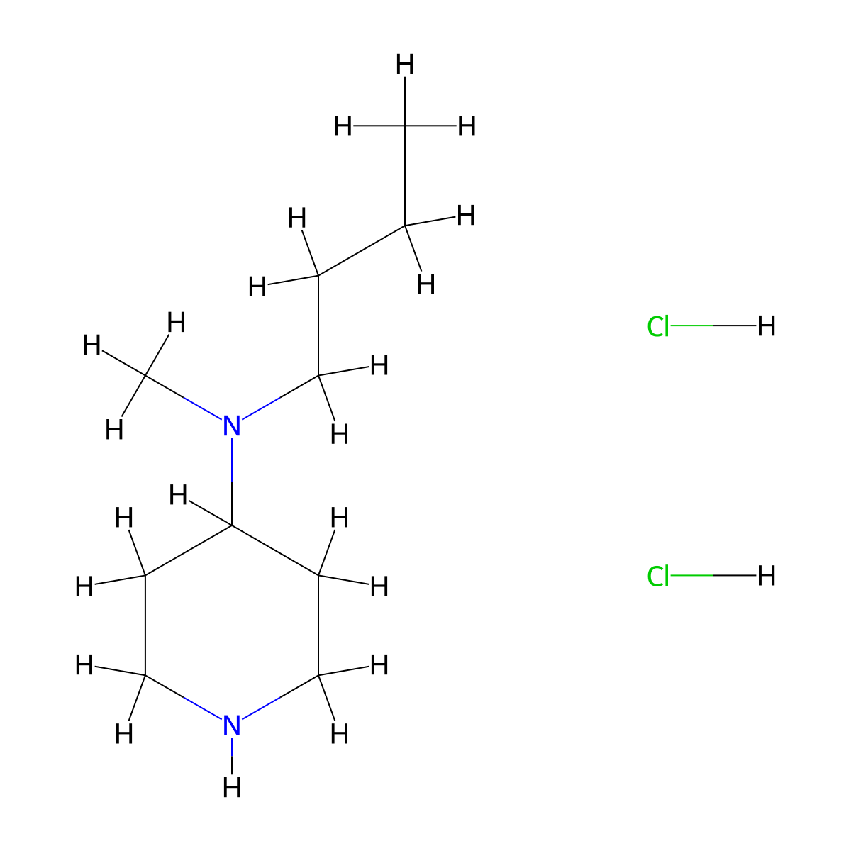 N-Butyl-N-methyl-4-piperidinamine dihydrochloride molecular structure, CAS 1220035-47-1
