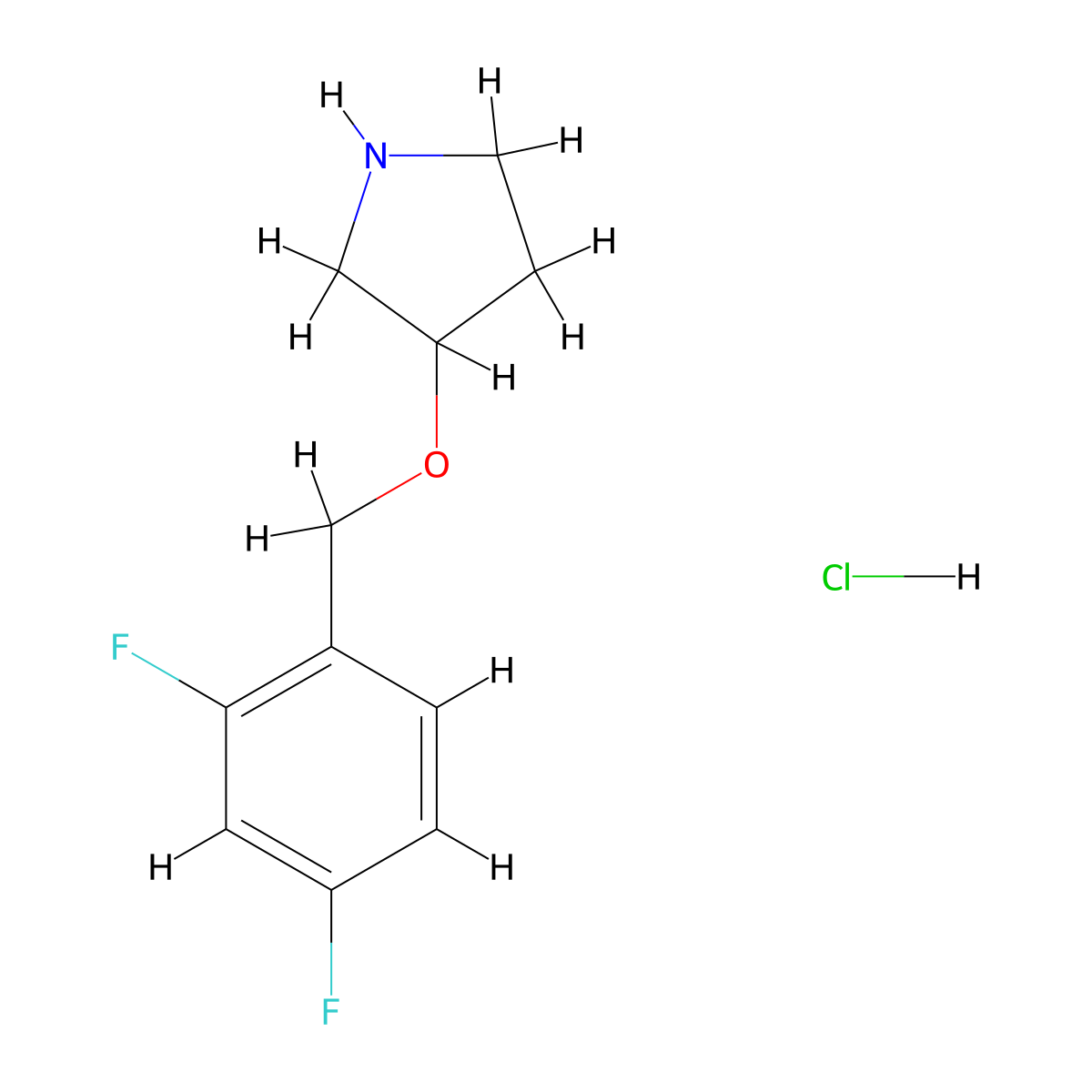 3-[(2,4-Difluorobenzyl)oxy]pyrrolidine hydrochloride molecular structure, CAS 1220035-48-2
