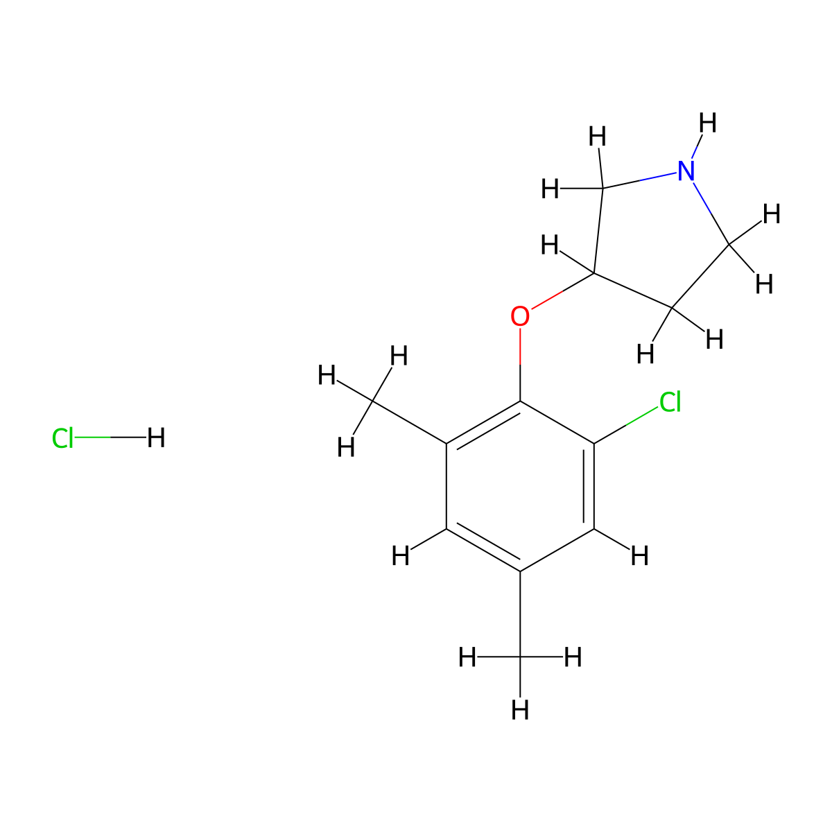 3-(2-Chloro-4,6-dimethylphenoxy)pyrrolidine hydrochloride molecular structure, CAS 1220035-55-1