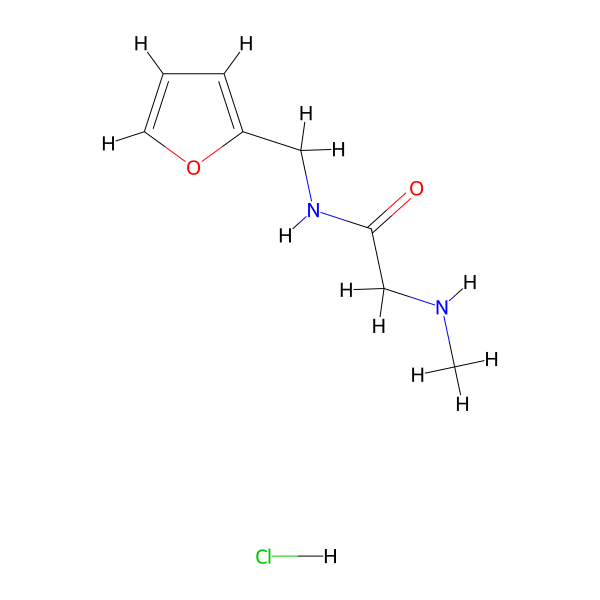N-((furan-2-yl)methyl)-2-(methylamino)acetamide hydrochloride molecular structure, CAS 1220035-59-5