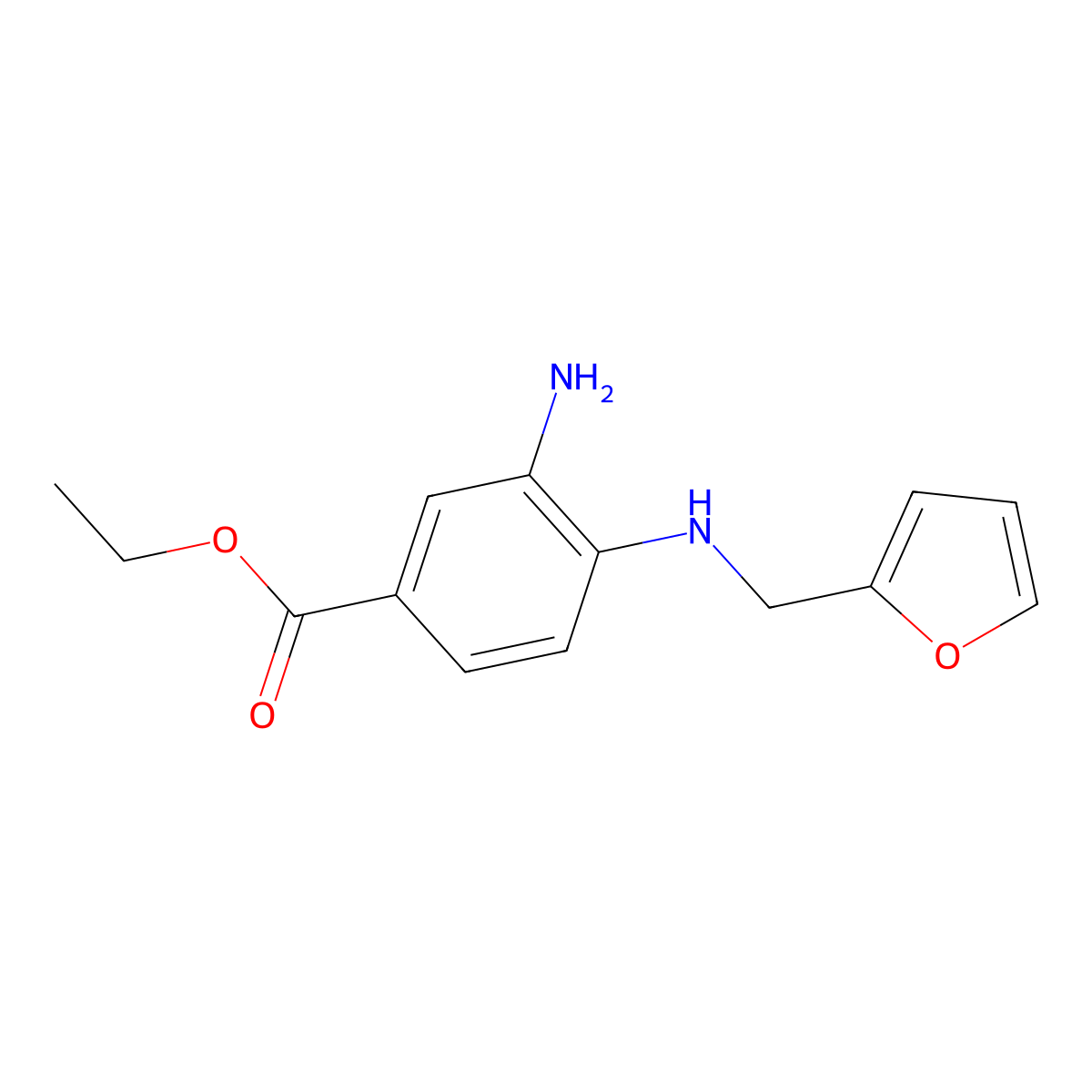 Ethyl 3-amino-4-[(2-furylmethyl)amino]benzoate molecular structure, CAS 1220035-61-9